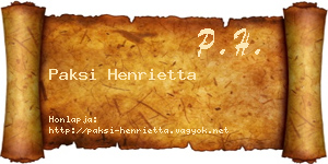 Paksi Henrietta névjegykártya